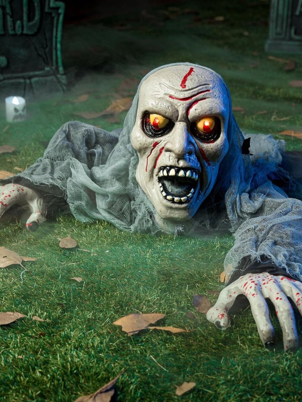 Halloween Decorations Outdoor Light-Up Zombie Groundbreaker with bloodstain and